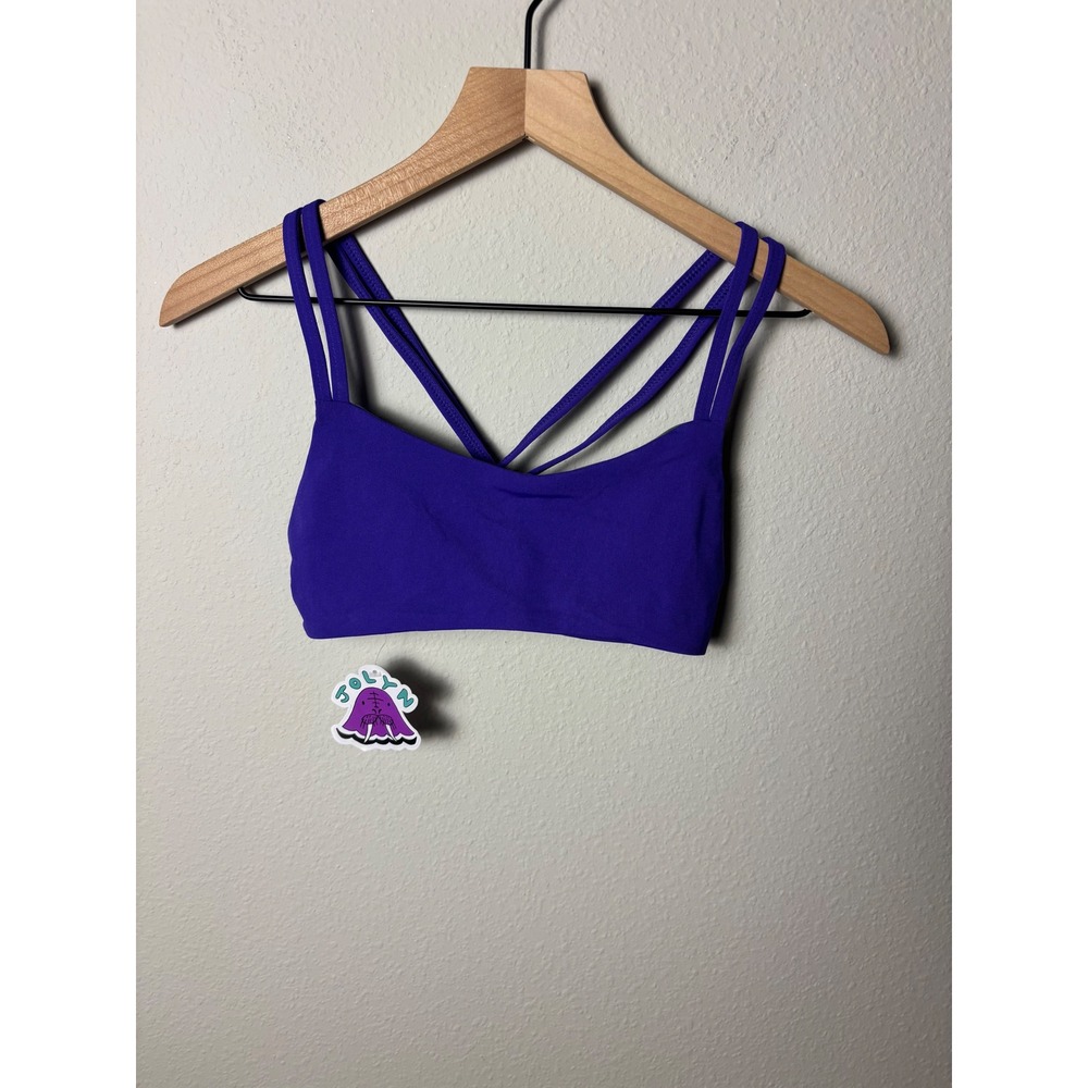 Jolyn Fenricks Suit Purple Fixed Back Strappy Athletic Bikini Swim Top Medium